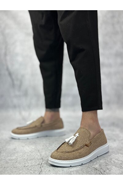 BOA Ba0005 Laceless High Sole Classic Linen Mustard Tassel Men's Shoes