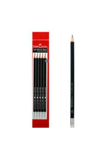 Faber Castell 10 Black Matt Eraser Tip Pencils