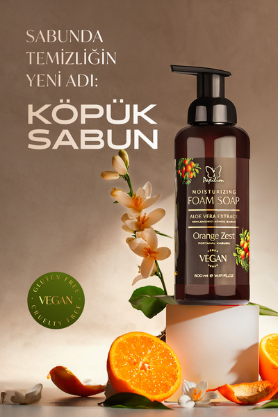 Papilion Aloe Vera Özlü Köpük Sabun 500 ml Portakal Kabuğu Aromalı Vegan Neml...