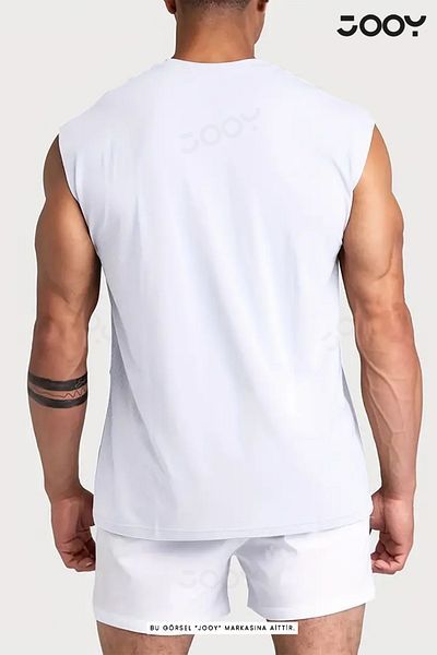 Jooy Dumbbell - Barbell Printed Training Athlete's Tank Top Oversize Sleeveless T-Shirt