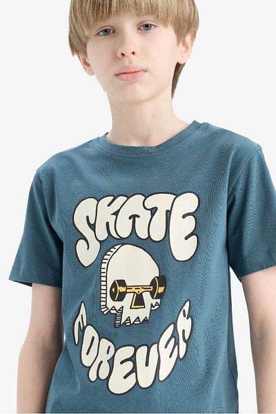 DeFacto New Season Boy's Crew Neck Printed Short Sleeve T-Shirt