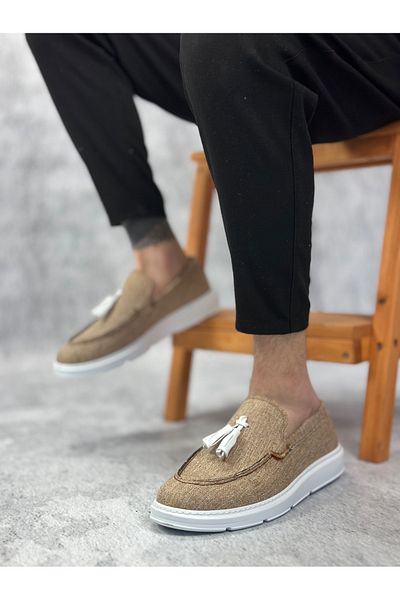 BOA Ba0005 Laceless High Sole Classic Linen Mustard Tassel Men's Shoes