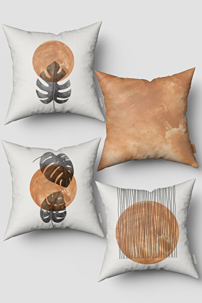 EsnafAli Λευκή κρέμα Bohemian Pattern Σετ με 4 κάλυμμα μαξιλαριού