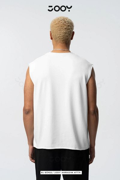 Jooy White Football Player Printed Training Athlete Athlete Oversize Sleeveless T-Shirt