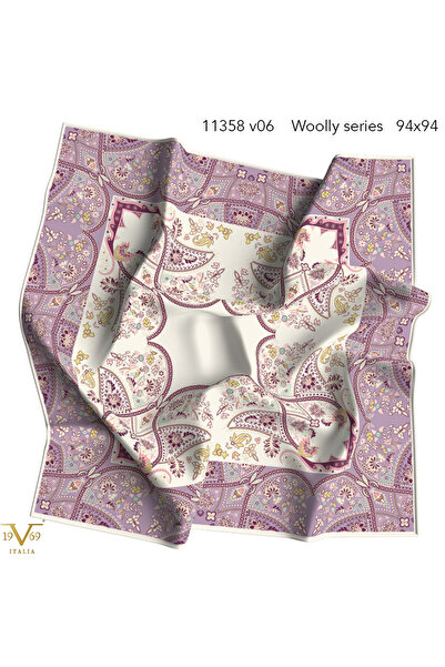 19V69 ITALIA Desenli  WOOLLY Seri Eşarp Askısı İle Birlikte 94X94 cm
