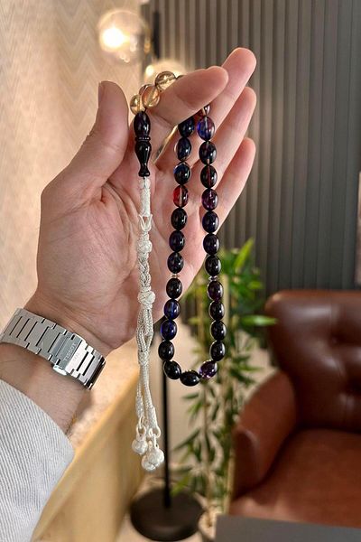 dergah tesbih Multi Color German Fire Silver Kazazlı Design Rosary