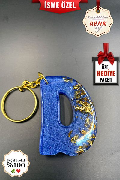 BİZİMSÜS D Blue Keychain - Gift Keychain - Epoxy