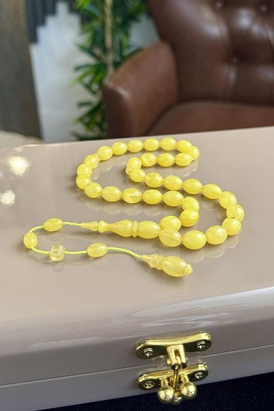 dergah tesbih تصميم منظم من سلسلة Iskender باللون الأصفر Fire-i Squeezing Amber Prayer Beads