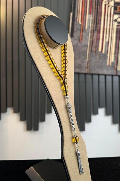 dergah tesbih Lungimea încheieturii mâinii Design argintiu Culoarea mierei Strângere din chihlimbar Tasbih