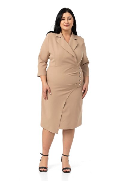 DISENTIS MODEST بالإضافة إلى حجم سترة مزدوجة الصدر طية صدر السترة زخرفة زر ال...