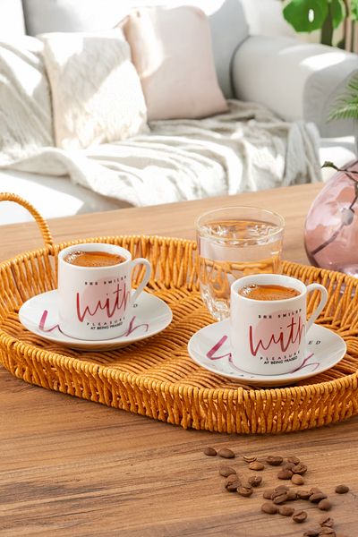 Porsima 10 Porcelain 12 Piece Turkish Coffee Cup Set for 6 People 90ml