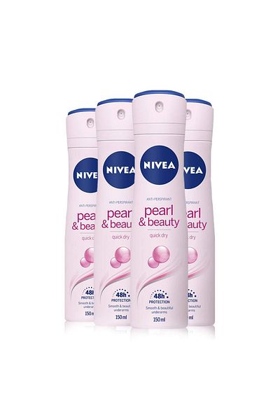 NIVEA NIVEA Pearl & Beauty Anti-Perspirant Deodorant Pack of 4 (4 x 150ml)
