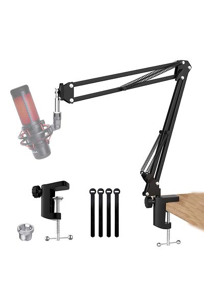 fulina Boom Arm Mic Stand Set,Highly Adaptable,Table Clamp Base,Adjustable Angle or Height
