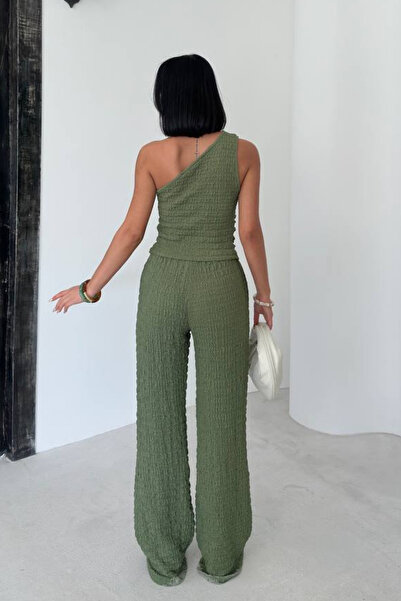 MARTYZ Single Shoulder Seersucker Double Set