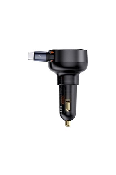 Baseus Enjoyment Pro Car Charger C+Retractable Type-C Cable 60W - Cluster Black