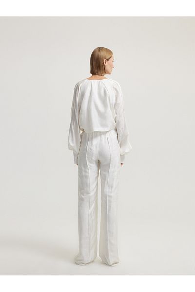BAQA White Trousers with Pearl Stone Detail