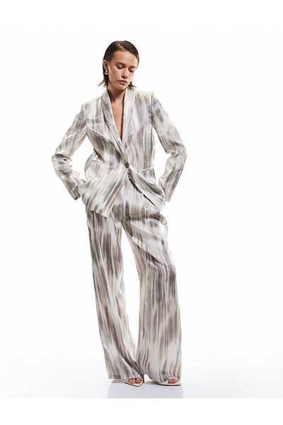 Koton Color Changing Patterned Pocket Satin Palazzo Trousers