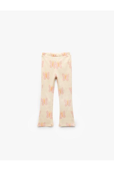 Koton Cotton Butterfly Patterned Flared Leggings