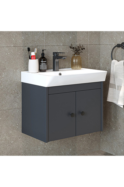 ROOMART Ada Lavabolu Mat Suntalam Banyo Alt Dolabı 60 Cm