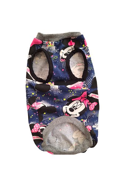 stylie Summer Mickey Patterned Sleeveless Combed Cotton Cat Dog Clothes, Navy Blue