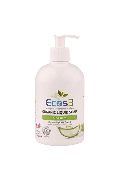 Ecos3 500 ml Aloe Vera Organic Liquid Soap - Vegan, Sensitive Skin, Ecological, Hypoallergenic