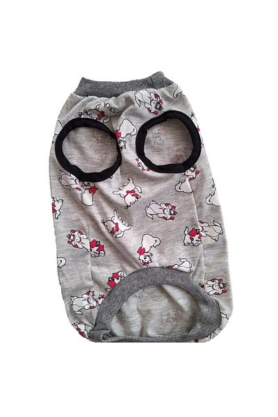 stylie Sleeveless Combed Cat Dog Clothes, Gray Patterned Summer