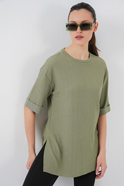 Bigdart 4332 Πλεκτό T-Shirt με σκισίματα στο πλάι - Çağla