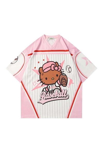 Köstebek Μπλουζάκι Unisex Τζέρσεϊ μπέιζμπολ Pink Hello Kitty