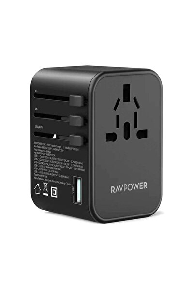 RavPower شاحن سفر RAVPower PD Pioneer الإصدار العالمي - 3 منافذ - 65 واط - أس...