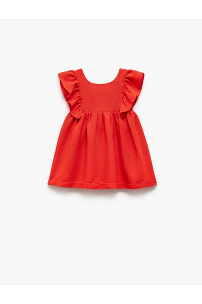 Koton Ruffle Detailed Crew Neck Sleeveless A-Line Dress