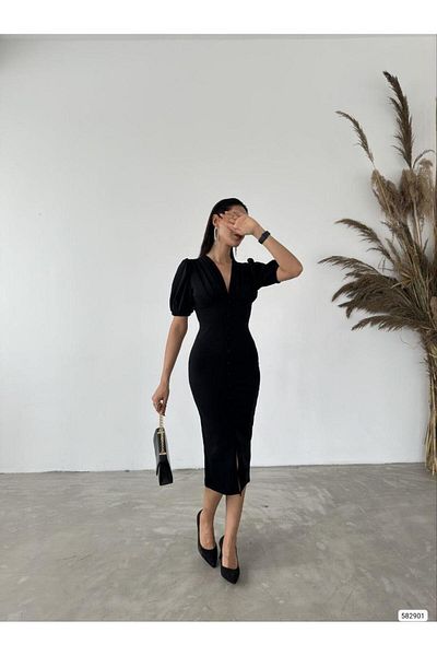 Modafeminen Φόρεμα Scuba Crepe 582901 Μαύρο