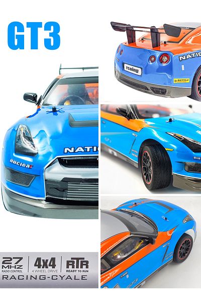 ESD 1:10 Scale High-Speed 4x4 Drift RC Vehicle 27 MHz with LED Wheels With Rechargeable Battery