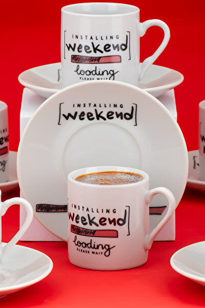 Porsima 09 Porcelain 12 Piece Turkish Coffee Cup Set for 6 People 90ml