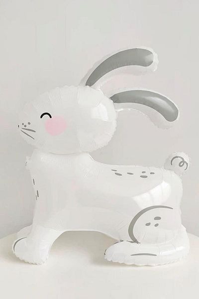 Patladı Gitti Milk White 3D Large Size Rabbit Foil Balloon