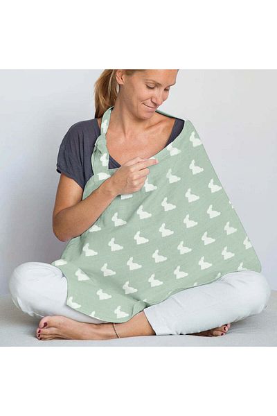 DEUX LAPINS 100% Cotton Baby Nursing Bib - Mono Lapin Matcha Green
