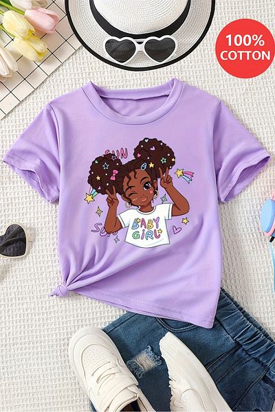 MYADA Tricou pentru fetiță, cu imprimeu Lucky Baby Girl, 23565-66-67