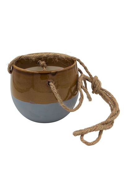 BM GİFT DESİGN Ghiveci suspendat, din ceramică, maroniu cu gri, 11 cm