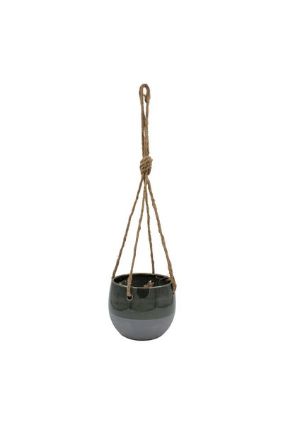 BM GİFT DESİGN Ghiveci Suspendat, Din Ceramică, Verde Cu Gri, 11 Cm