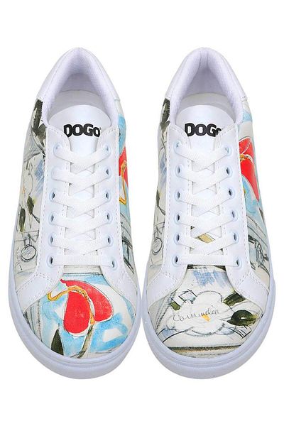 Dogo Pantofi albi din piele vegană de damă - Hartley's Flower Design