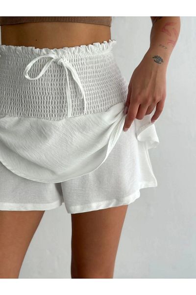 JANES Fusta Ayrobin cu pantaloni scurți - albă