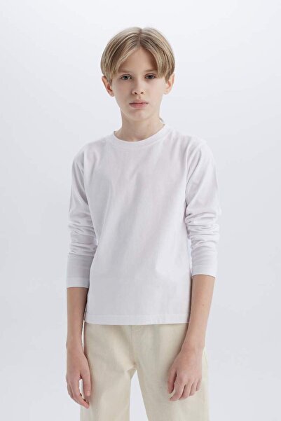 DeFacto Erkek Çocuk Bisiklet Yaka Basic Düz Uzun Kollu Tişört K1686a625sp