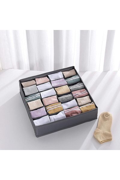 fulina 24 Socks Storage Boxes,Cell Collapsible Divider,12.6 x 12.6 x 3.9 in,PBT fabric,for Clothes,Socks