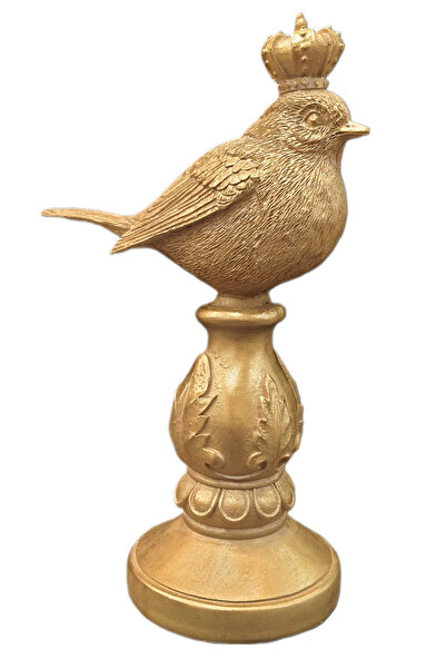 Kare Home Dekoratif Kaideli Kuş Biblo Altın
