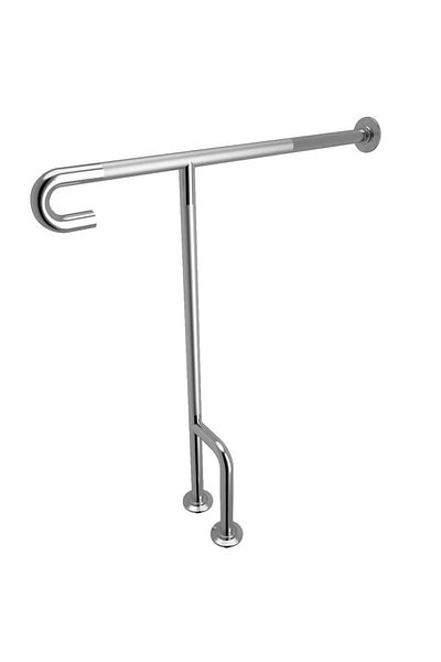 VitrA Fixed Grab Bar With Support Leg, 90 Cm, Chromed Stainless Steel, For People With Disabilities