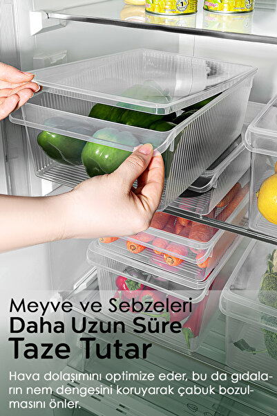 Meleni Home Set of 6 Storage Containers with Lids - Organizer Fruit Vegetable Ration 2X(4-6-8) Liters