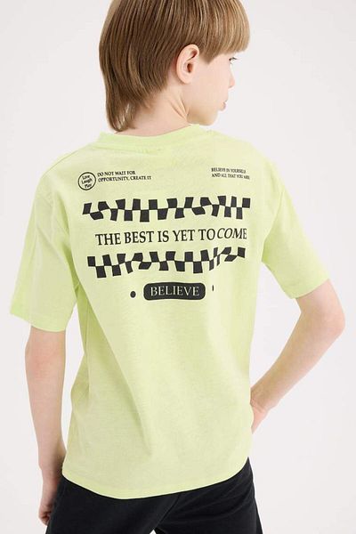 DeFacto New Season Boys' Crew Neck Back Printed Short Sleeve T-Shirt