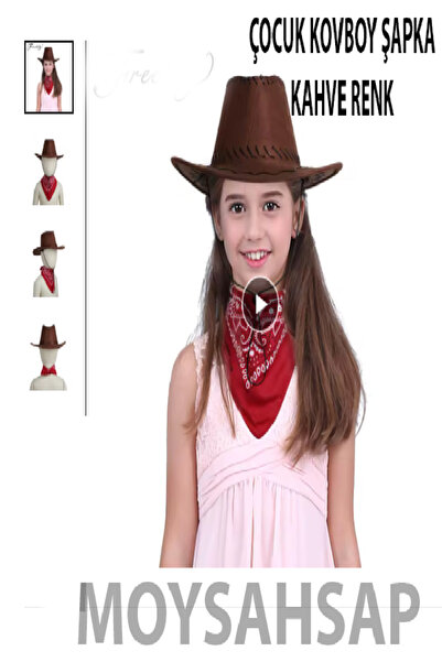 moysahsap party&ahşap Smeđi dečji kaubojski šešir