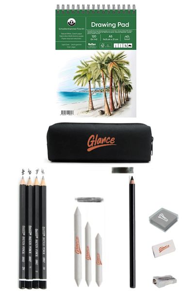 GLANCE Drawing Pad Sketchbook 120 Gr. A5 20 Sheets Idora Sketch Graduated Pencil Sketch Set