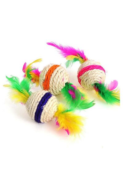 Glipet Double Feather Knitted Cat Play Ball 4.5 cm