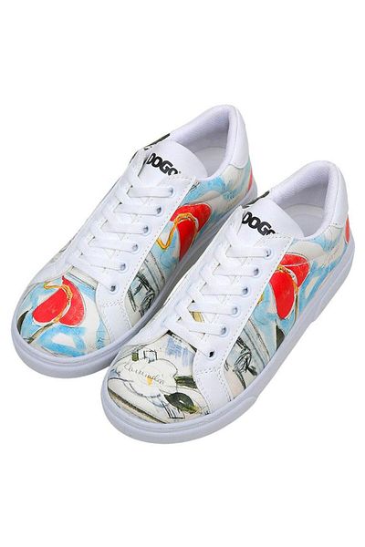Dogo Pantofi albi din piele vegană de damă - Hartley's Flower Design
